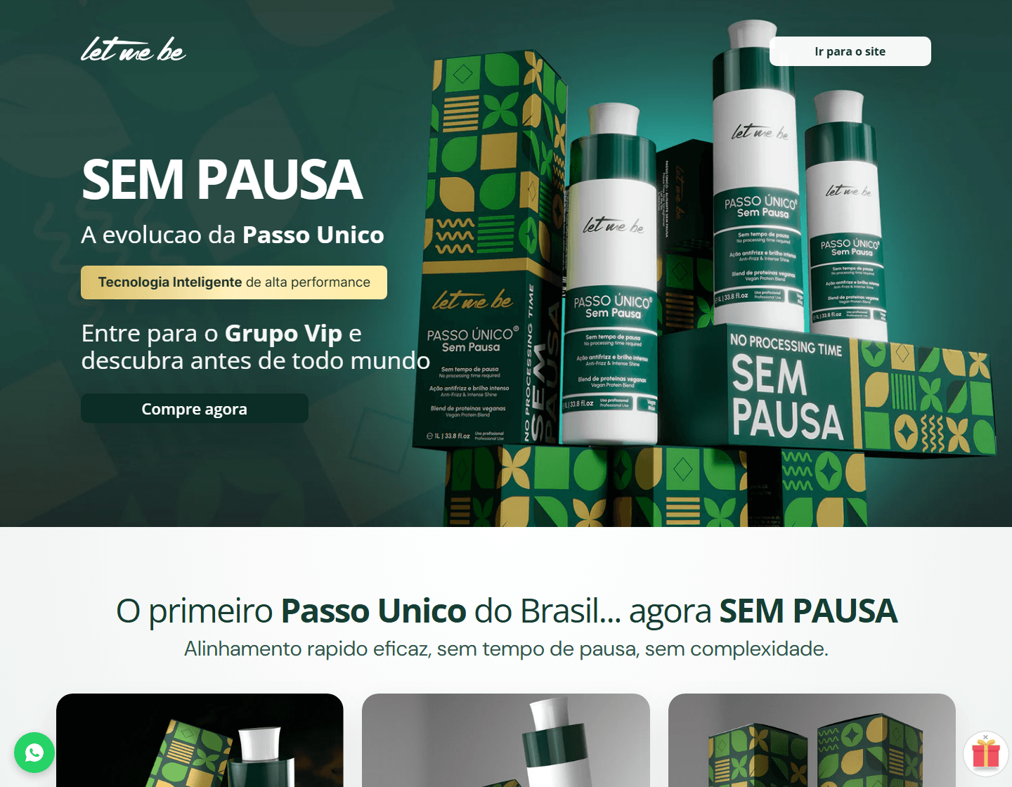 Preview da landing page Sem Pausa da Let Me Be